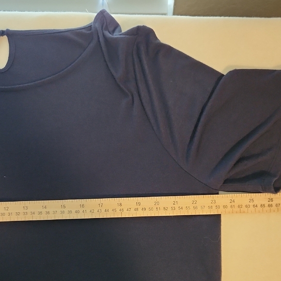 Talbots Navy Pleated Hem Blouse - Picture 4 of 5